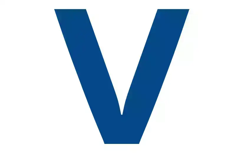 Ein blauen VERBUND-V befindet sich auf weißem Grund.